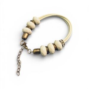 Vintage Cream and Gold Bracelet with movable charms